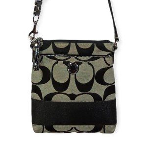 Coach Swingpack Moonlight Signature Logo Sateen Stripe Crossbody Purse